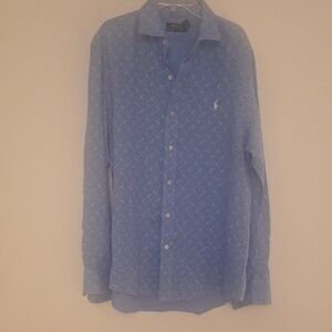 Polo by Ralph Lauren Light Blue Micro Floral Button-Down Shirt